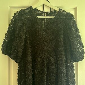 Zara sheer 3d black dress with slip size M